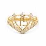 10K Yellow Gold Heart 15 Fashion Women's Ring - Miral Jewelry