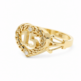 10K Yellow Gold Heart 15 Fashion Women's Ring - Miral Jewelry