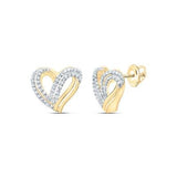 10K Yellow Gold Heart Diamond Earrings with 0.33Tw Round Diamonds - Miral Jewelry