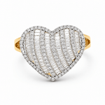 10K Yellow Gold Heart Diamond Fashion Ring with 0.62Tw Round Diamonds - Miral Jewelry