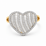 10K Yellow Gold Heart Diamond Fashion Ring with 0.62Tw Round Diamonds - Miral Jewelry