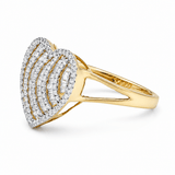 10K Yellow Gold Heart Diamond Fashion Ring with 0.62Tw Round Diamonds - Miral Jewelry