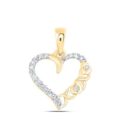 10k Yellow Gold Heart Diamond Women's Pendant with 0.08Tw Round Diamond - Miral Jewelry