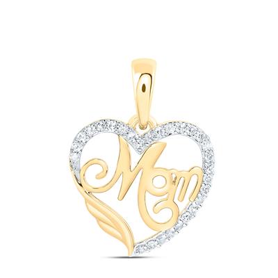 10k Yellow Gold Heart Diamond Women's Pendant with 0.10Tw Round Diamond - Miral Jewelry