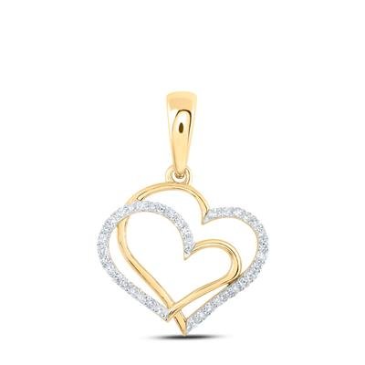 10k Yellow Gold Heart Diamond Women's Pendant with 0.12Tw Round Diamond - Miral Jewelry