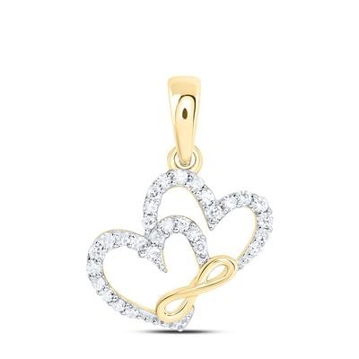 10k Yellow Gold Heart Diamond Women's Pendant with 0.12Tw Round Diamond - Miral Jewelry