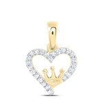 10k Yellow Gold Heart Diamond Women's Pendant with 0.12Tw Round Diamond - Miral Jewelry