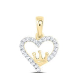 10k Yellow Gold Heart Diamond Women's Pendant with 0.12Tw Round Diamond - Miral Jewelry
