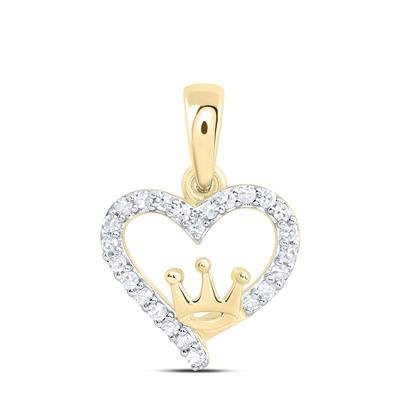 10k Yellow Gold Heart Diamond Women's Pendant with 0.12Tw Round Diamond - Miral Jewelry