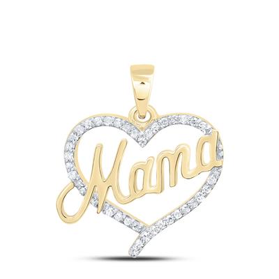 10k Yellow Gold Heart Diamond Women's Pendant with 0.18Tw Round Diamond - Miral Jewelry
