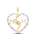 10k Yellow Gold Heart Diamond Women's Pendant with 0.25Tw Round Diamond - Miral Jewelry