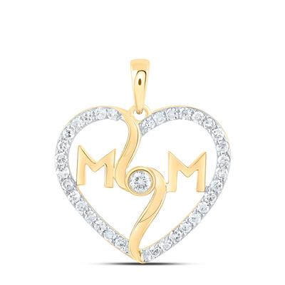 10k Yellow Gold Heart Diamond Women's Pendant with 0.25Tw Round Diamond - Miral Jewelry