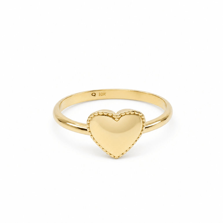 10K Yellow Gold Heart Fashion Women's Ring - Miral Jewelry