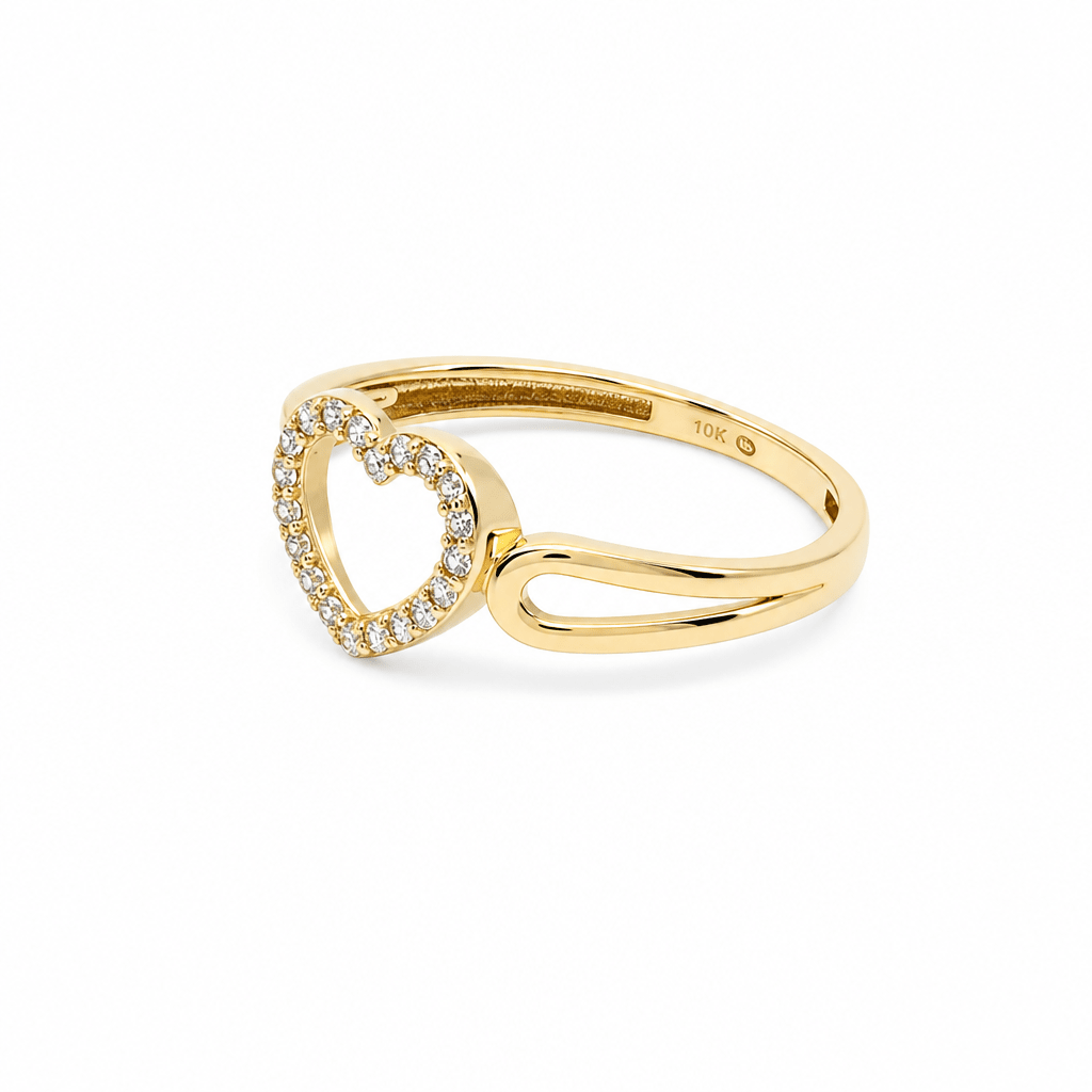 10K Yellow Gold Heart Fashion Women's Ring - Miral Jewelry
