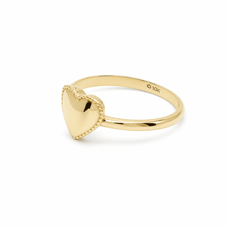 10K Yellow Gold Heart Fashion Women's Ring - Miral Jewelry