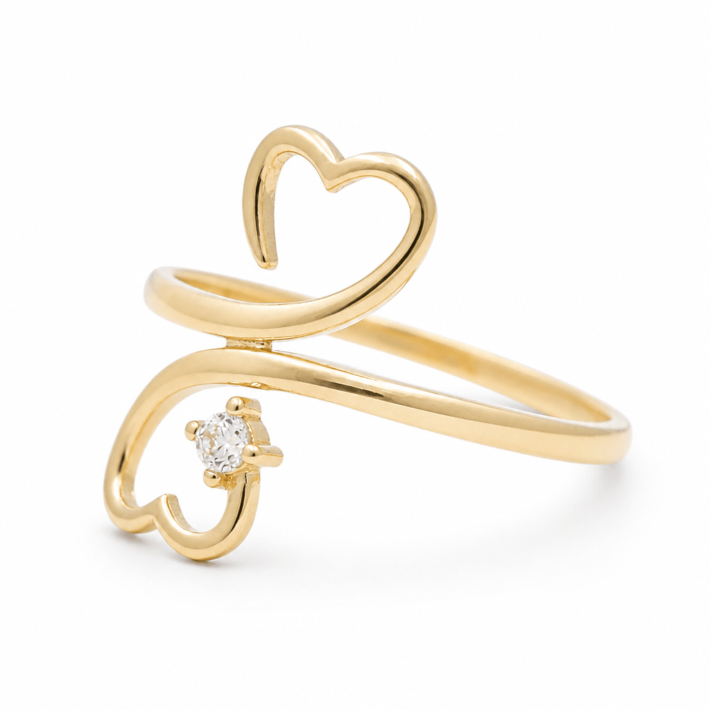 10K Yellow Gold Heart Fashion Women's Ring - Miral Jewelry