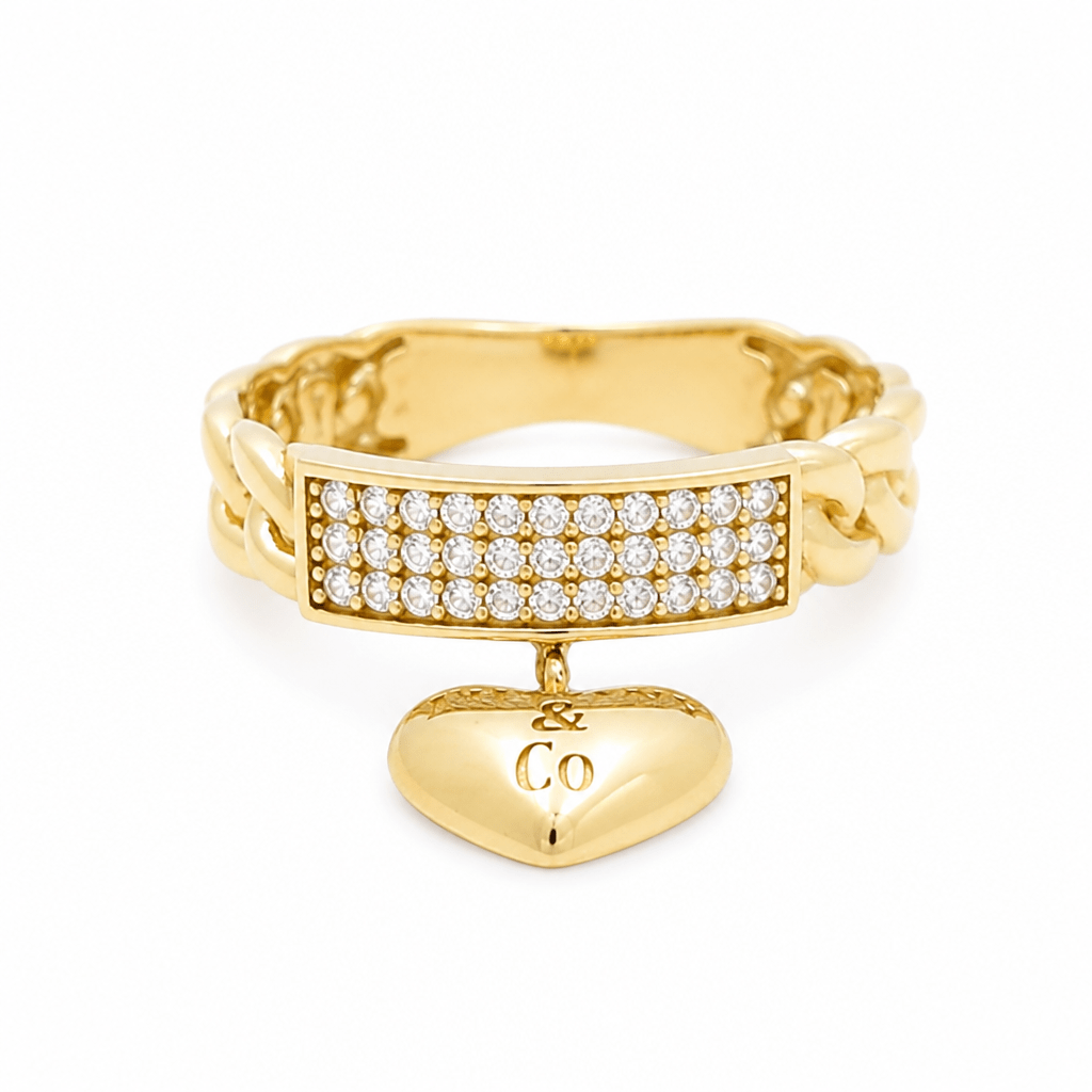 10K Yellow Gold Heart Fashion Women's Ring - Miral Jewelry