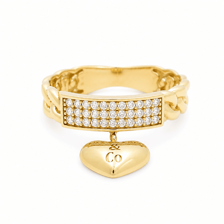 10K Yellow Gold Heart Fashion Women's Ring - Miral Jewelry