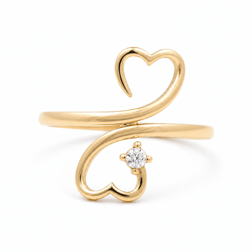 10K Yellow Gold Heart Fashion Women's Ring - Miral Jewelry