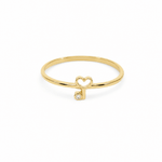 10K Yellow Gold Heart Key Fashion Women's Ring - Miral Jewelry