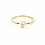 10K Yellow Gold Heart Key Fashion Women's Ring - Miral Jewelry