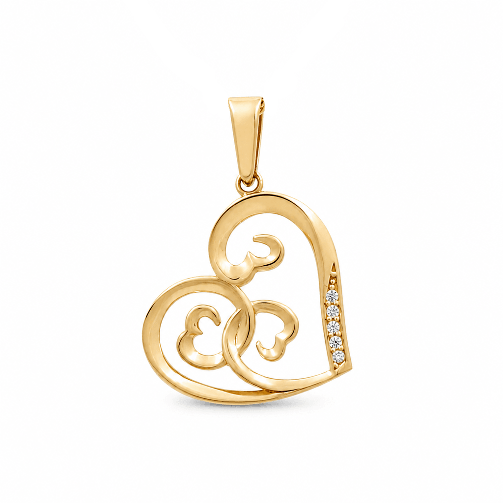10K Yellow Gold Heart Pendant - Miral Jewelry