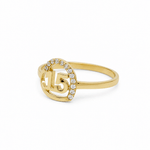 10K Yellow Gold Heart With 15 Fashion Women's Ring - Miral Jewelry