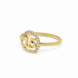 10K Yellow Gold Heart With 15 Fashion Women's Ring - Miral Jewelry