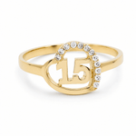 10K Yellow Gold Heart With 15 Fashion Women's Ring - Miral Jewelry