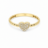10K Yellow Gold Heart With CZ Fashion Women's Ring - Miral Jewelry
