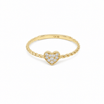 10K Yellow Gold Heart With CZ Fashion Women's Ring - Miral Jewelry