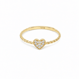10K Yellow Gold Heart With CZ Fashion Women's Ring - Miral Jewelry