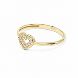 10K Yellow Gold Heart With CZ Fashion Women's Ring - Miral Jewelry