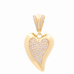 10K Yellow Gold Heart with Cz Pendant - Miral Jewelry