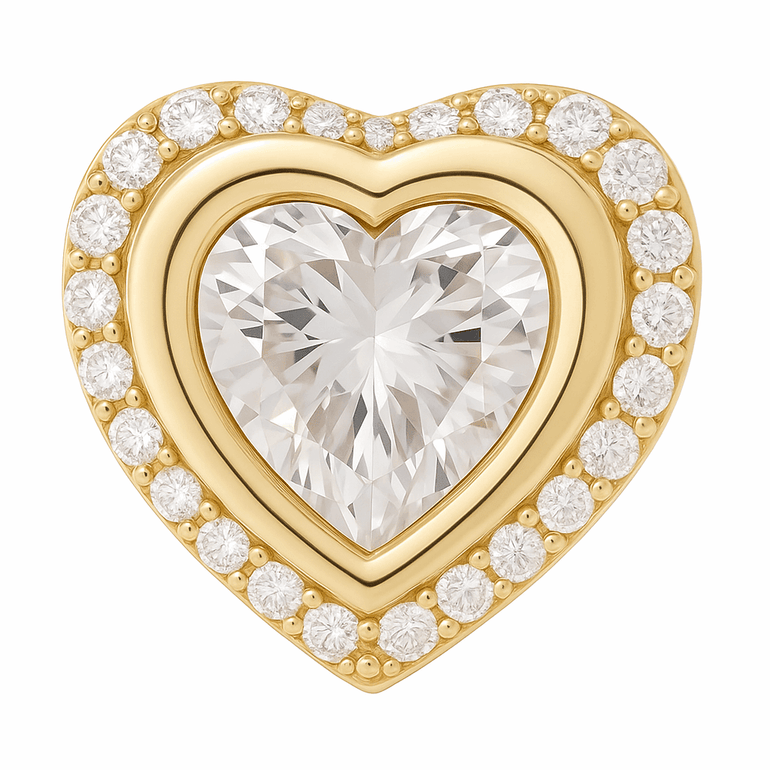 10K Yellow Gold Heart with Cz Women's Ring - Miral Jewelry