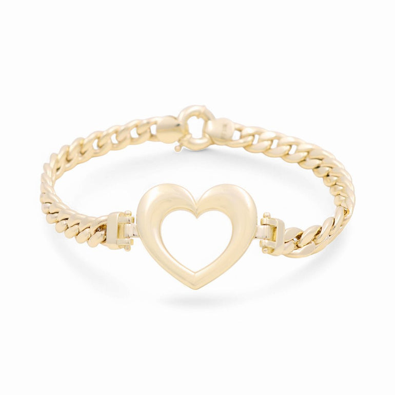 10K Yellow Gold Heart Women's Bracelet - Miral Jewelry