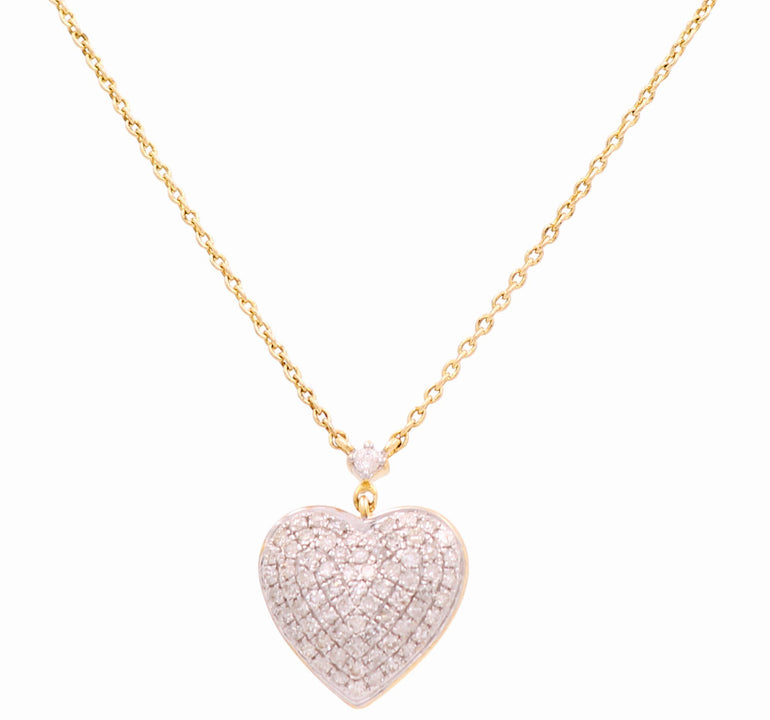 10K Yellow Gold Heart Women's Necklaces with 0.50Tw Round Diamonds - Miral Jewelry
