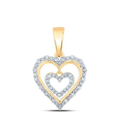 10k Yellow Gold Heart Women's Pendant with 0.25Tw Round Diamond - Miral Jewelry