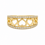 10K Yellow Gold Hearts Fashion Women's Ring - Miral Jewelry