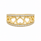 10K Yellow Gold Hearts Fashion Women's Ring - Miral Jewelry