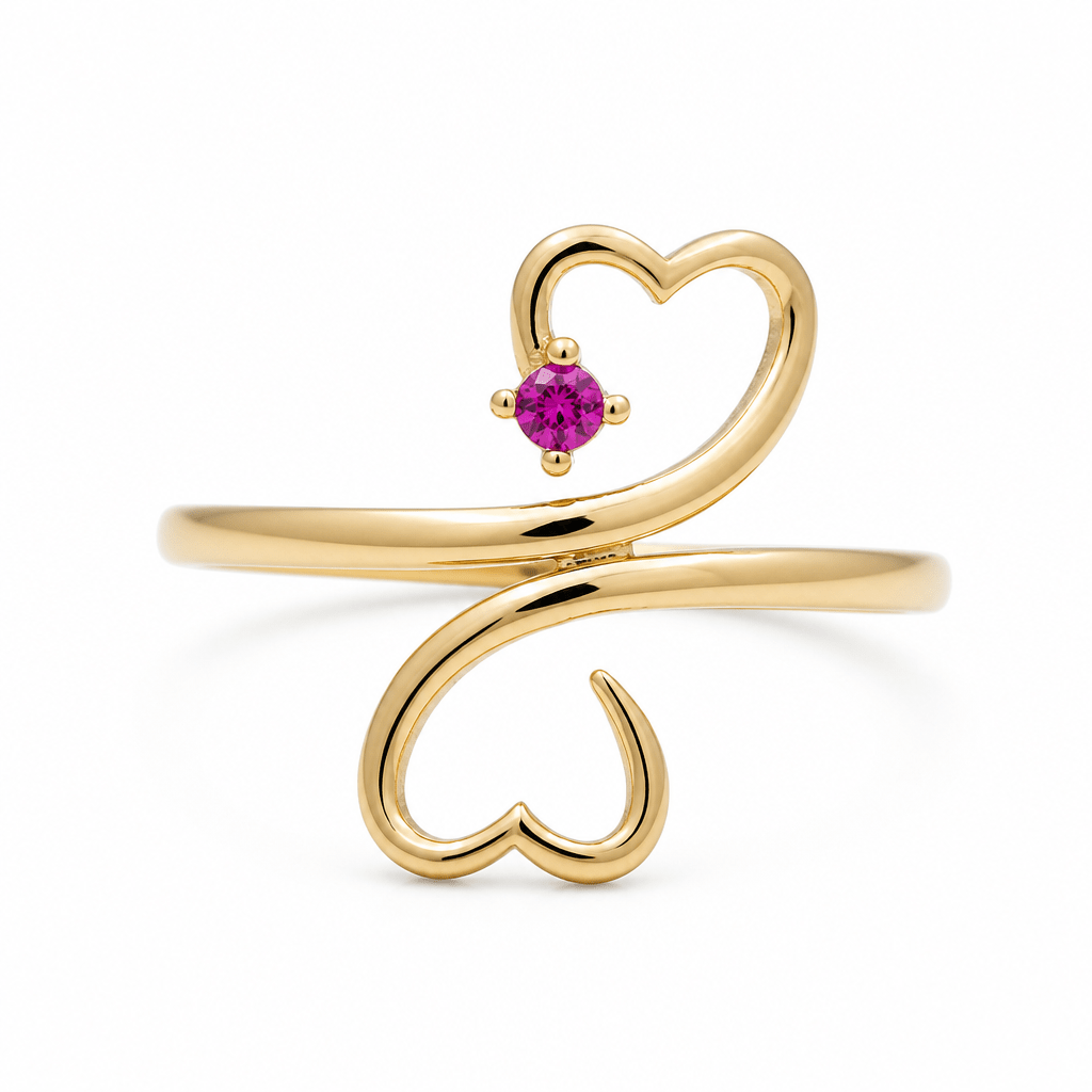 10K Yellow Gold Hearts Fashion Women's Ring - Miral Jewelry