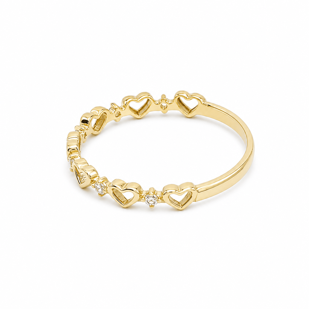 10K Yellow Gold Hearts Fashion Women's Ring - Miral Jewelry
