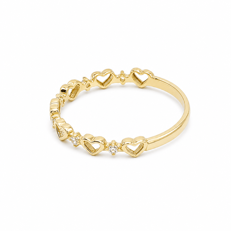 10K Yellow Gold Hearts Fashion Women's Ring - Miral Jewelry