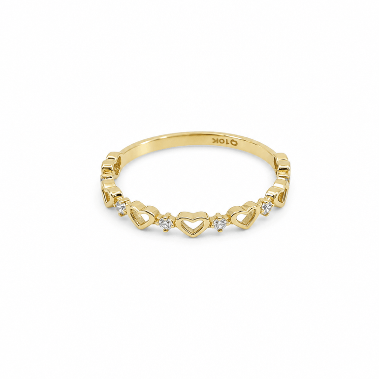 10K Yellow Gold Hearts Fashion Women's Ring - Miral Jewelry