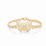 10K Yellow Gold Herrigbone with Butterfly Bracelet Women's - Miral Jewelry