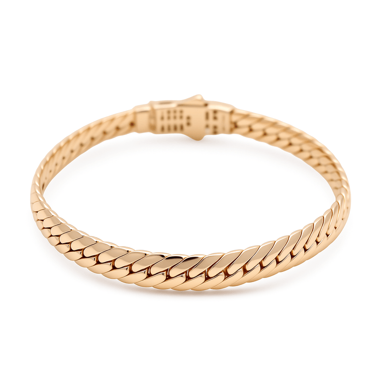 10K Yellow Gold Herringbone Bracelet Women's - Miral Jewelry