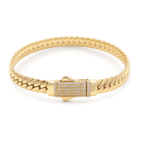 10K Yellow Gold Herringbone Bracelet Women's - Miral Jewelry