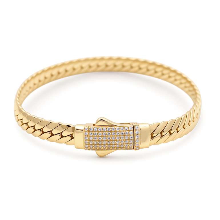 10K Yellow Gold Herringbone Bracelet Women's - Miral Jewelry