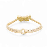 10k Yellow Gold Herringbone with Butterfly Bracelet - Miral Jewelry