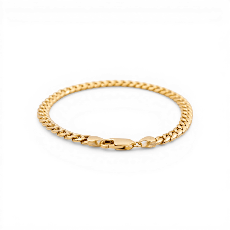10K Yellow Gold Hollow Cuban Link Bracelet Men's - Miral Jewelry